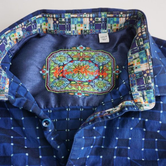 **SOLD** Robert Graham | Flip Collar/Sleeve Blue Shirt - Picture 5 of 8